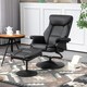 image 2 of HOMCOM Swivel Recliner Chair with Footstool, PU Leather Recliner Armchair with Ottoman, Steel Base, Upholstered Reclining Chair for Living Room, Bedroom, Office, Black | Black | Black