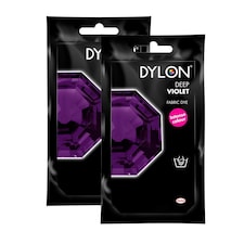Dylon Hand Fabric Dye Sachet for Clothes & Soft Furnishings, Deep Violet 50g, 2 Pack | Purple | Deep Violet | 2