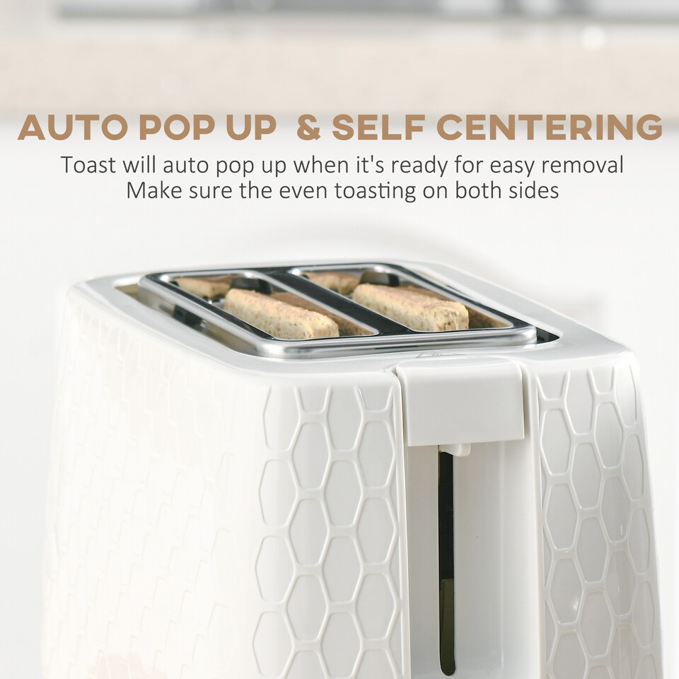 image 1 of HOMCOM Kettle and Toaster Set, 1.7L 3000W Fast Boil Jug Kettle with Auto Shut Off, 2 Slice Toaster with 7 Level Browning Controls & Crumb Tray, UK Otter Thermostat, Cream