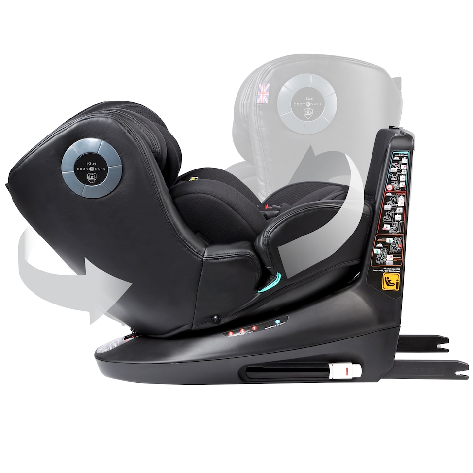 image 1 of Cozy N Safe Comet+ i-Size 360 Rotating Car Seat 40-150cm, ISOFix & Top Tether, Extended Rear & Forward Facing, Side Impact Protection, Adjustable Headrest, Birth to 12 Years (Jet)