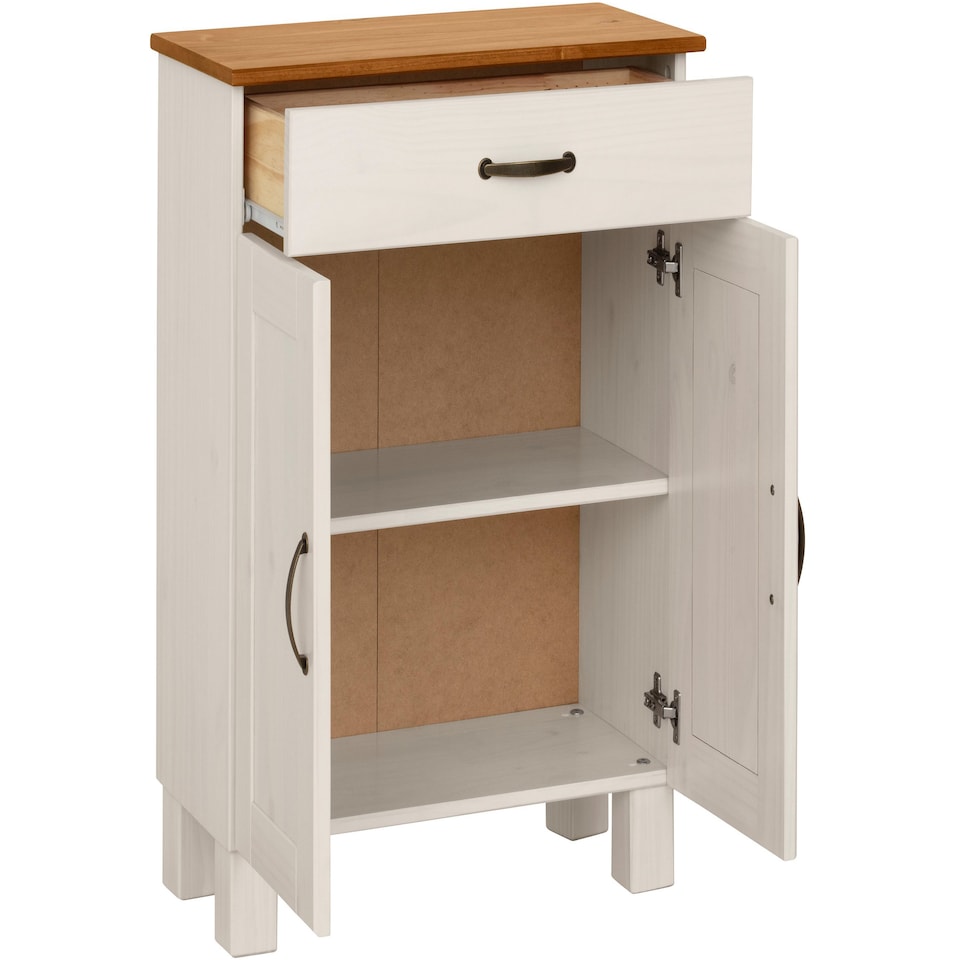 image 1 of Alby Cabinet with 2 Doors - 1 Drawer White/Honey | White | White/Honey