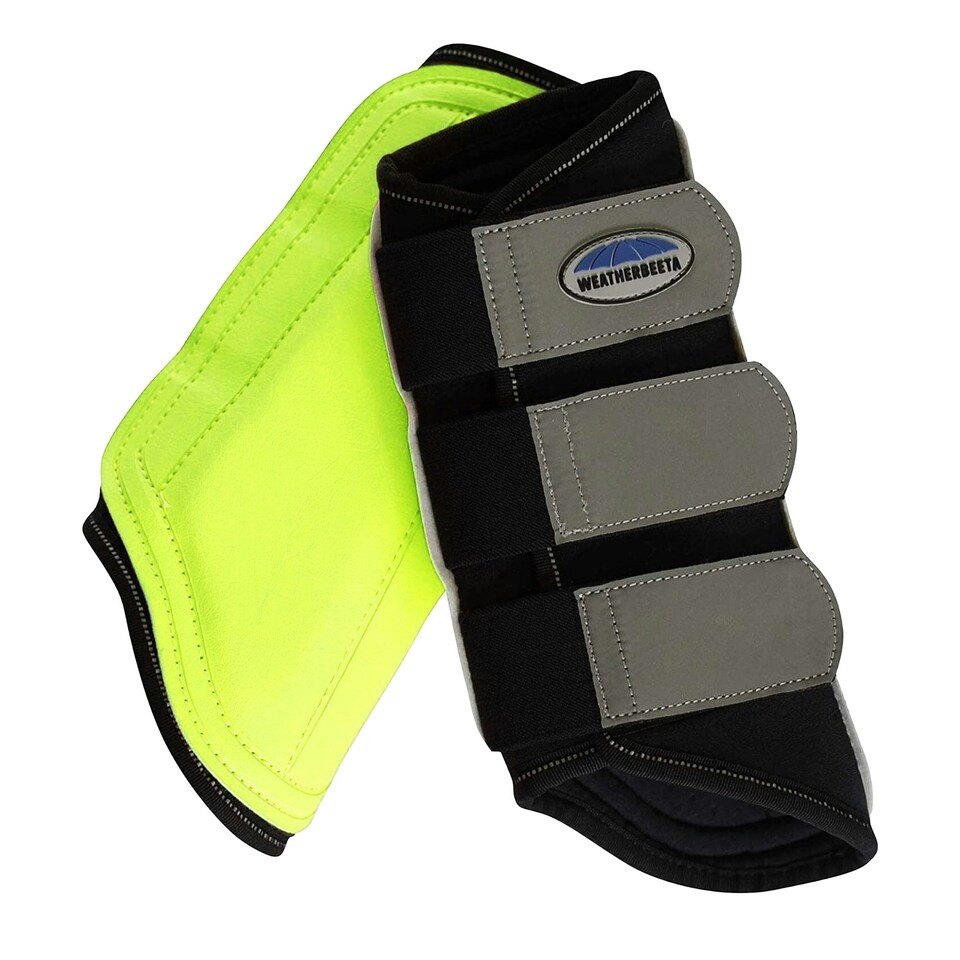 image 1 of Weatherbeeta Reflective Horse Brushing Boots - Yellow/Silver - Cob