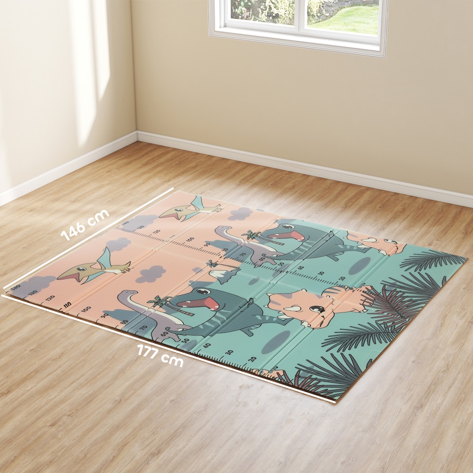 image 1 of AIYAPLAY Baby Play Mat, Double Sided Crawling Mat, Dinosaur Theme