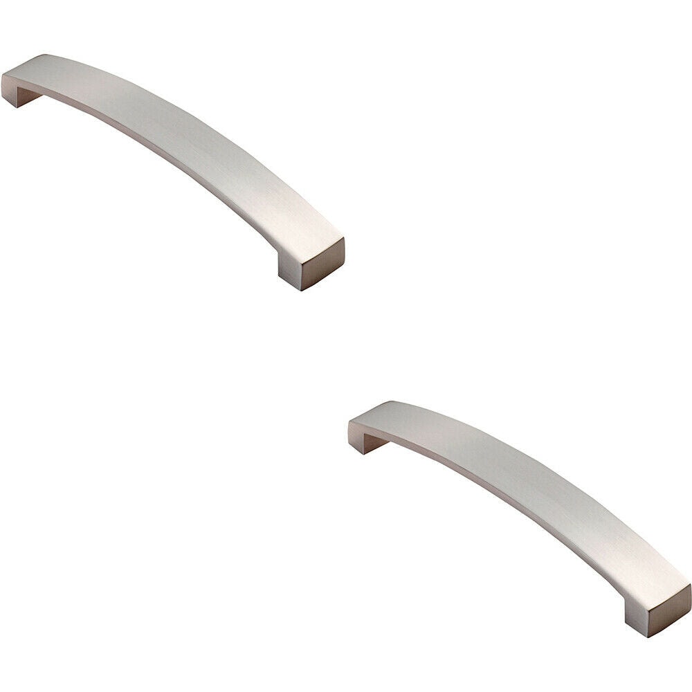Loops 2x Flat Curved Bow Pull Handle 172 x 25mm 160mm Fixing Centres Satin Nickel in Metallics