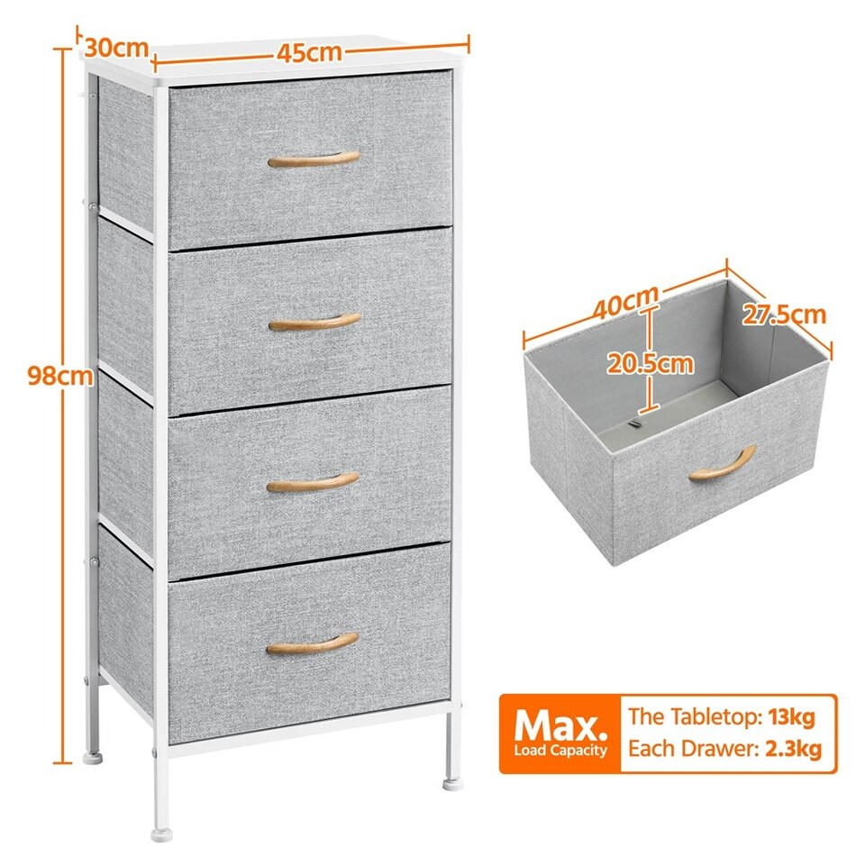 image 1 of Yaheetech Vertical Storage Organizer with 4 Drawers Dark Grey Grey | Light Grey