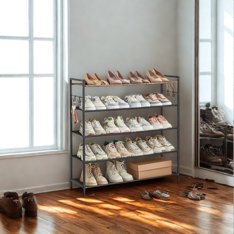 image 1 of 5 Tier Industrial Shoe Rack Hallway Storage Organiser