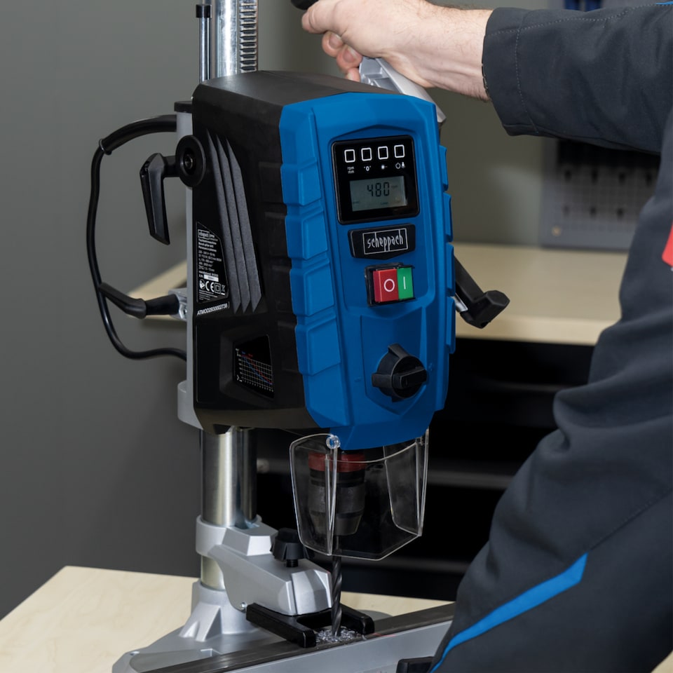 image 1 of Scheppach DP60 Bench Pillar Drill, 710W, 2 Speed, 13mm Chuck, Digital Display, Laser Guide, LED Light