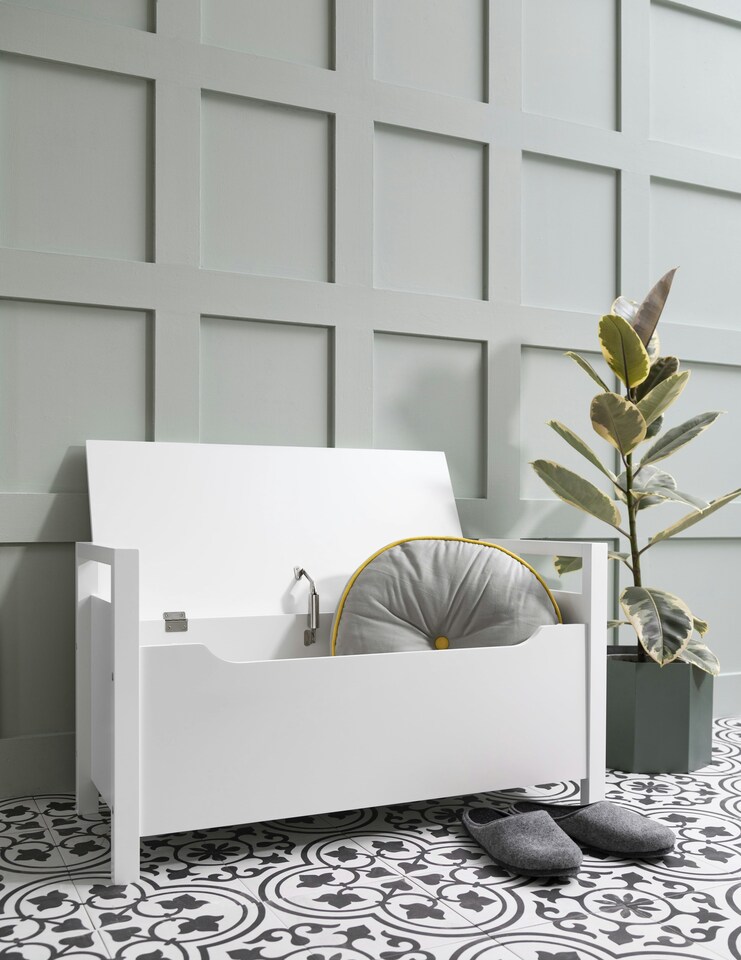 image 1 of Olsen Storage Bench with Cushion in Classic White | White | One Size