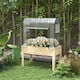 image 2 of Outsunny Wooden Raised Planter, Garden Bed with Greenhouse Cover and Bed Liner