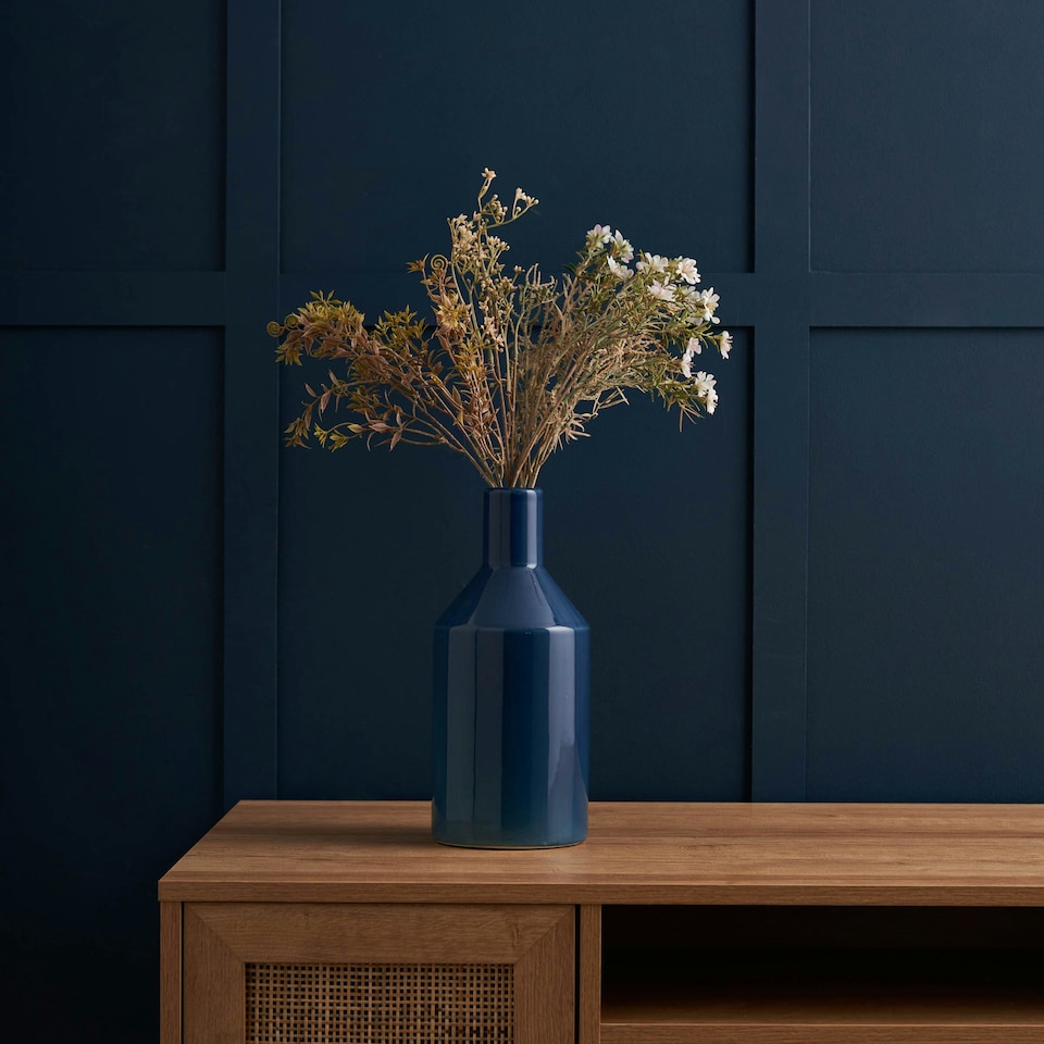 image 1 of BHS Bottle Ceramic Vase, Blue