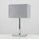image 3 of ValueLights Modern Polished Chrome Square Tube Table Lamp With Grey Rectangular Shade