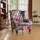 image 2 of Fabric Patchwork Chesterfield Avici Scroll Wingback Chair