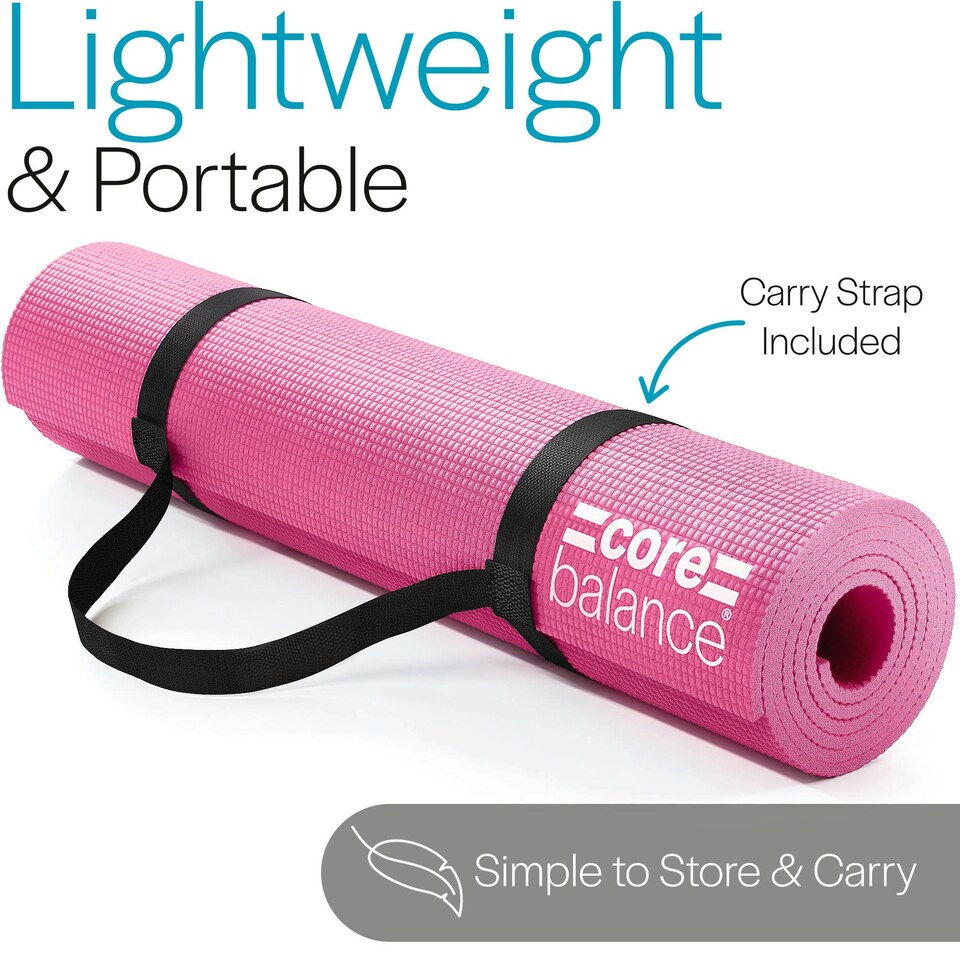 image 1 of Non Slip Yoga Mat (6mm Thick) - Pink