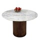 image 2 of Opal Dining Table Round with Marble Top & Mango Wood Base - L120 x W120 x H76 cm Brown