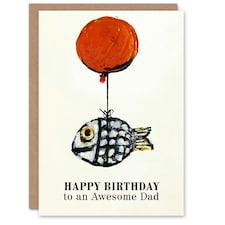 Awesome Fun Balloon Fish Fishing Dad Birthday Card