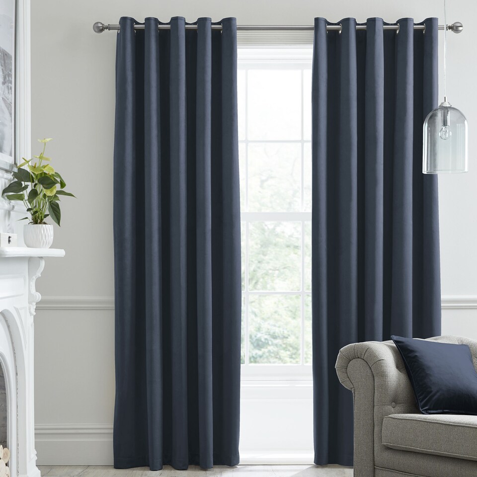 image 1 of Laurence Llewelyn-Bowen Montrose Eyelet Curtains Navy