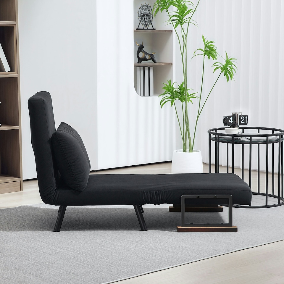 image 1 of HOMCOM Click Clack Single Chair Bed Settee for Living Room, Black