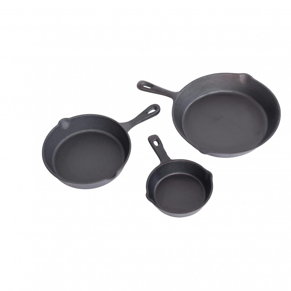 image 1 of Oypla Set of 3 Cast Iron Non Stick Skillet Frying Cooking Pans