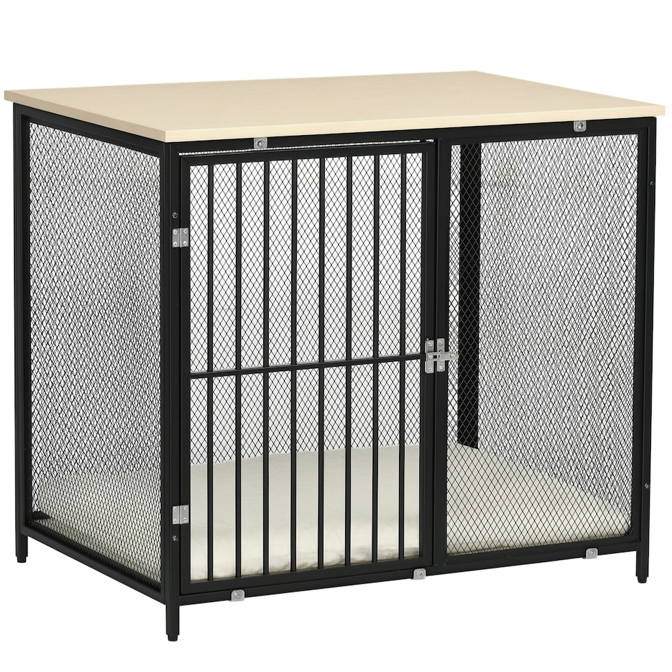 image 1 of PawHut Dog Crate Furniture w/ Soft Cushion, for Indoor Use, Small, Medium Dogs