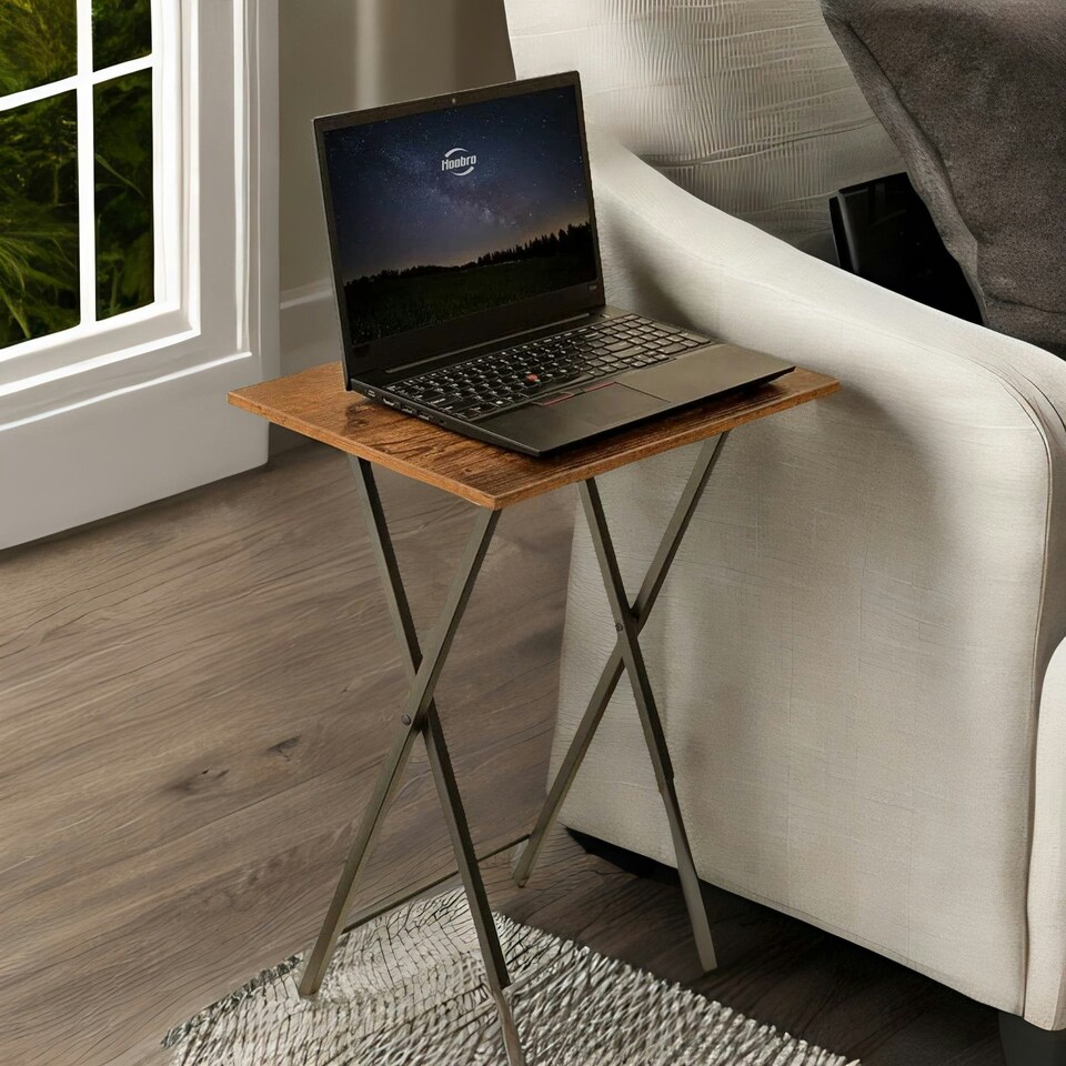 image 1 of Set of 2 Folding Tables Brown