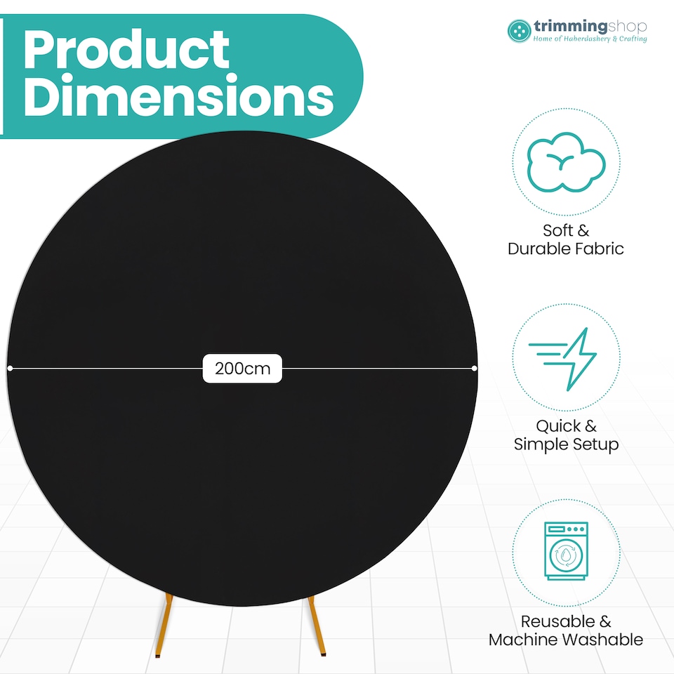 image 1 of 160GSM Black Round Arch Backdrop Cover - 200cm