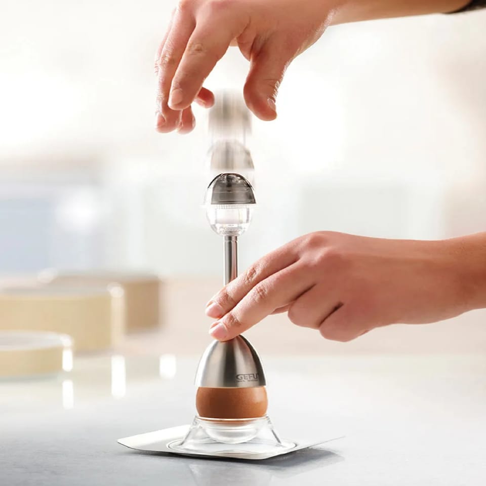 image 1 of GEFU OVO Egg Cracker for Boiled Eggs & Salt Shaker