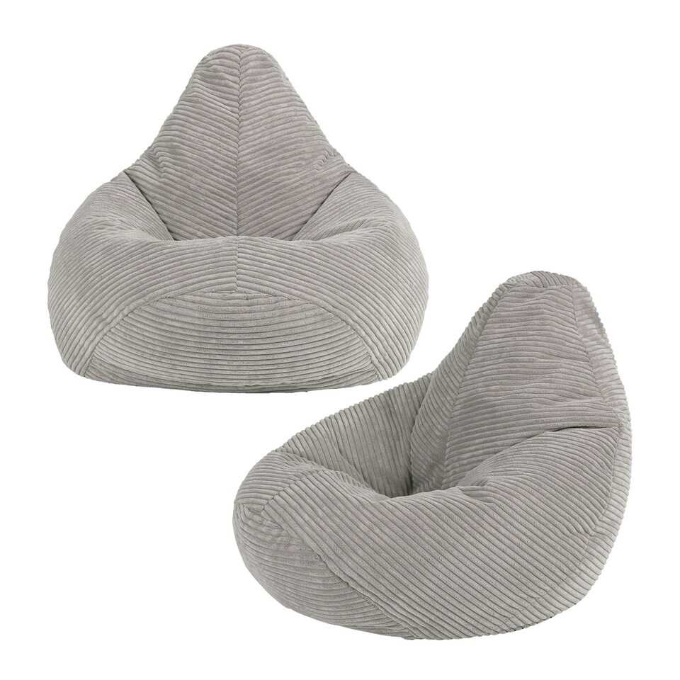 image 1 of Dalton Kids Beanbag Corduroy Light Grey Set of 2 | Grey | Light Grey | M | 2
