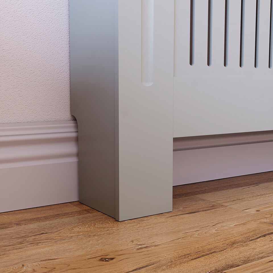 image 1 of Vida Designs Arlington Radiator Cover Painted MDF Slatted Cabinet, Grey, 140-204cm