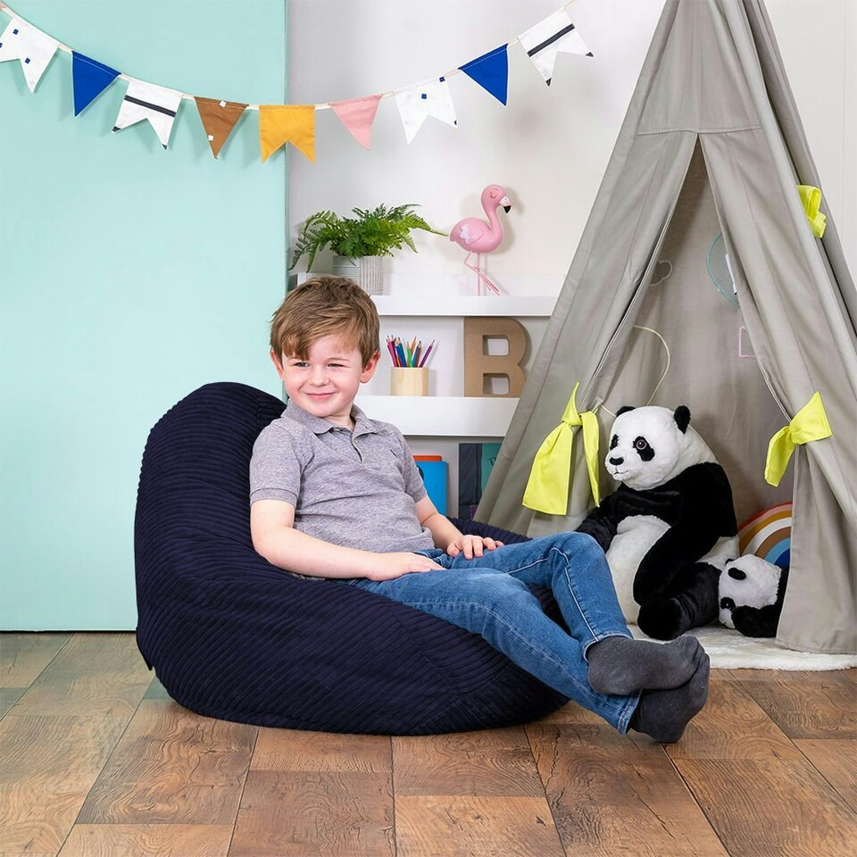 image 1 of icon Dalton Kids Beanbag Corduroy Navy Blue Set of 2 Blue | Blue