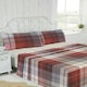 image 1 of Flannelette Brushed Cotton Tartan Sheet Set - Red - Double