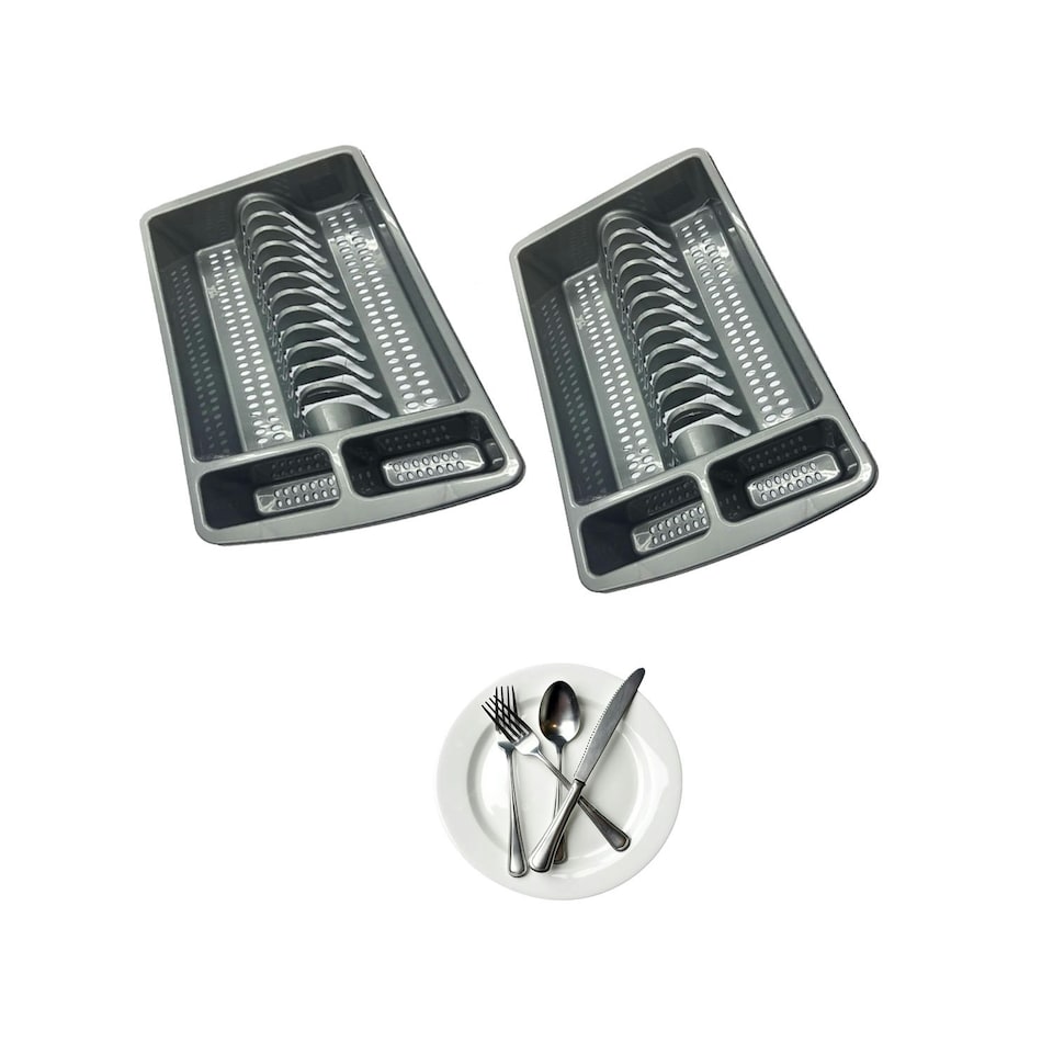 image 1 of 2 X Silver High Grade Dish Drainer Rack Kitchen Utensil Holder Drying Rack Silver
