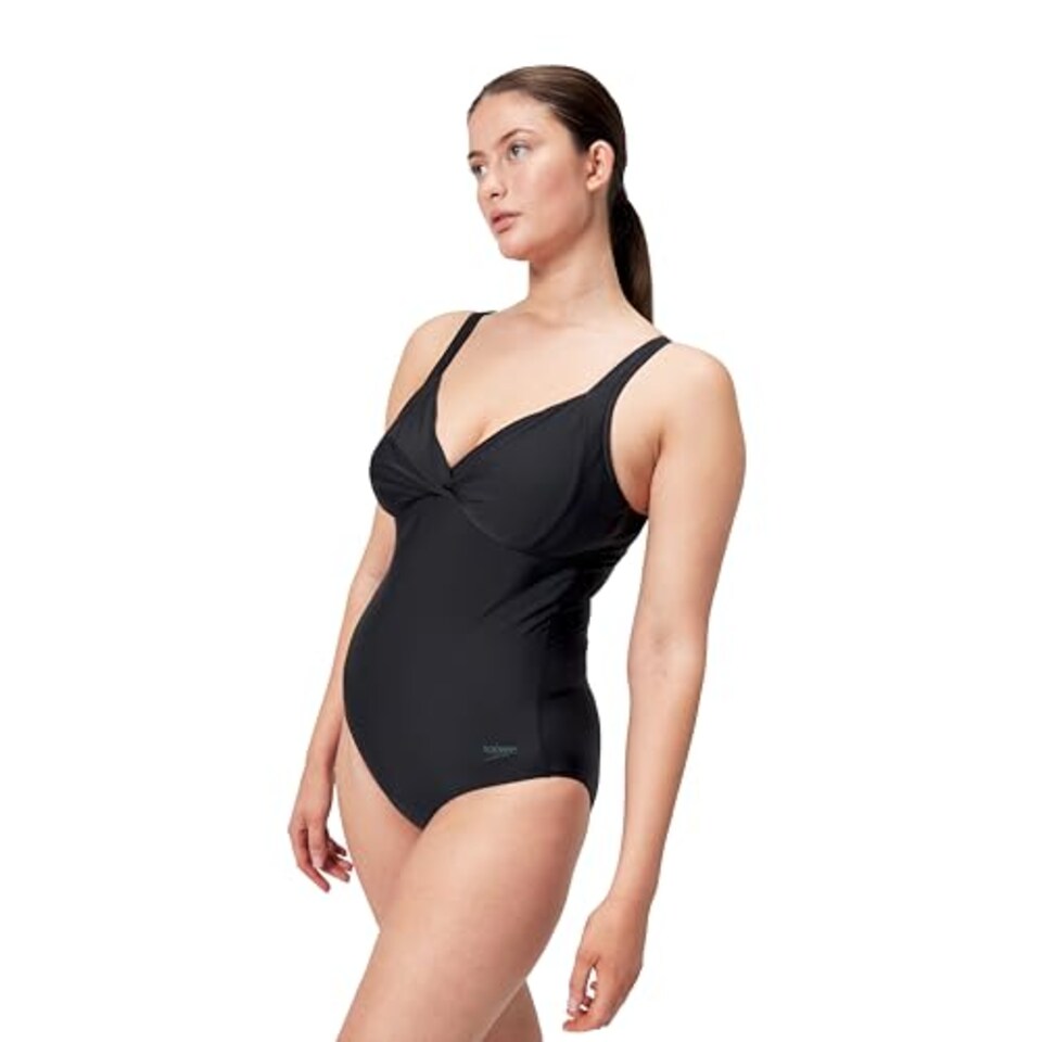 image 1 of Speedo Women's Shaping Cross Knot One Piece Swimsuit | Shapewear | Beach And Holiday Swimwear Swimwear, Black, 22