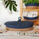image 2 of Jute Handwoven Storage Basket With Lid (Blue)