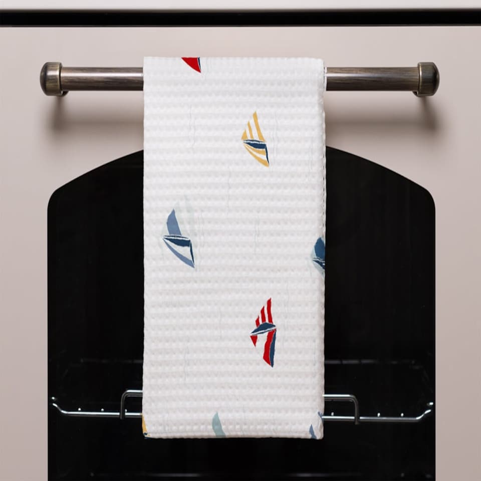 image 1 of Striped Sailboats (Kitchen Towel)