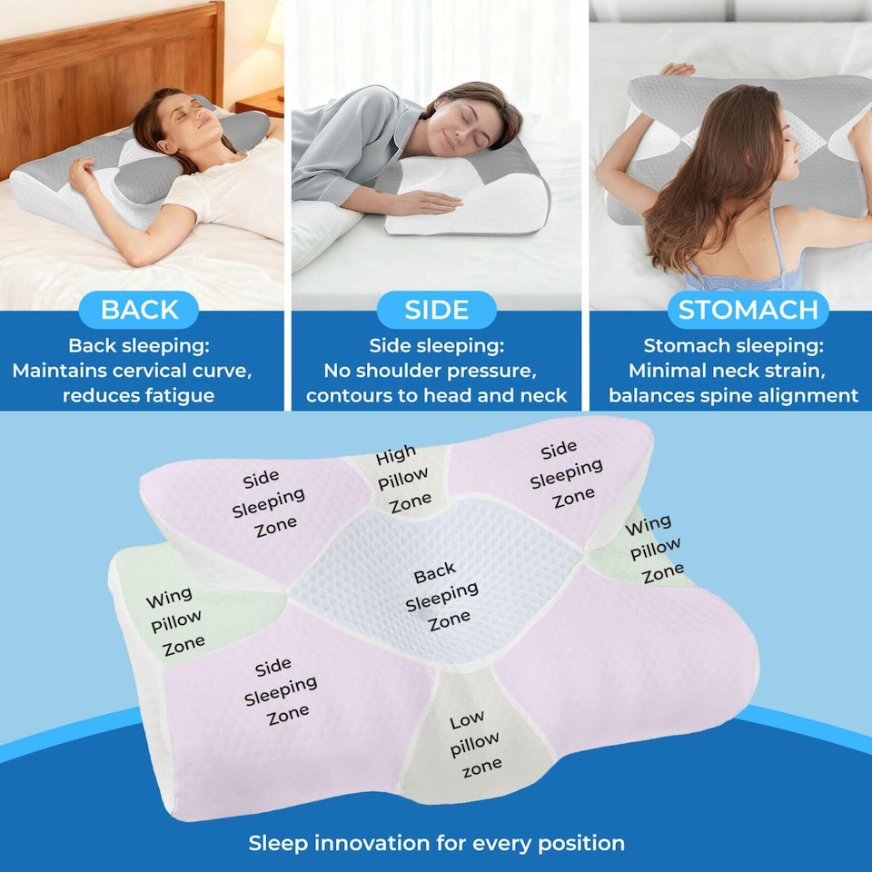 image 1 of Lavio Orthopedic Neck Pillow Memory Foam Cervical Support Pillow for Pain Relief
