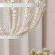 image 3 of ValueLights Elodie Easy Fit Shabby Chic Natural Beaded Hanging Chandelier Ceiling Light Shade - Bulb Included