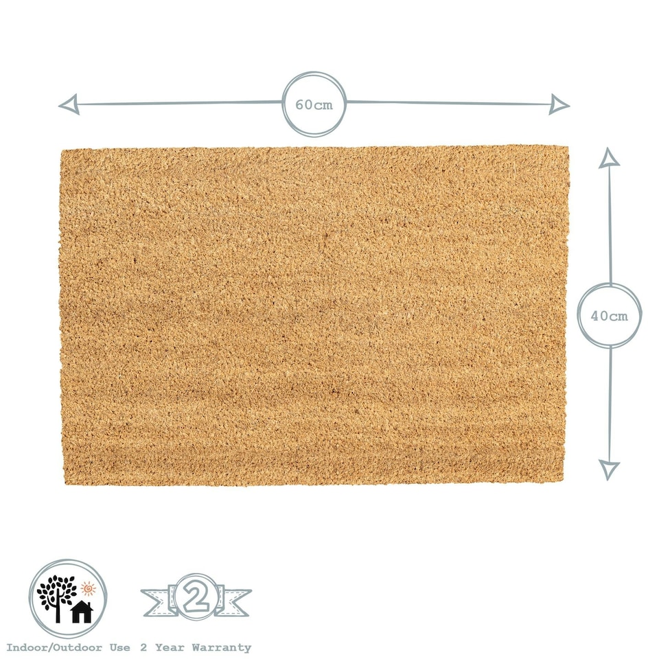image 1 of Nicola Spring Coir Door Mat - 60 x 40cm - White Heart
