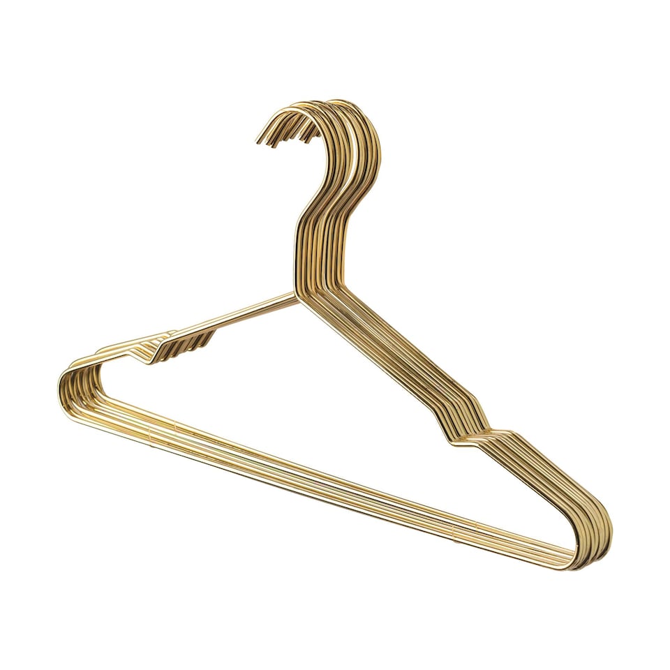 image 1 of Harbour Housewares Metal Coat Hangers - Gold - Pack of 10