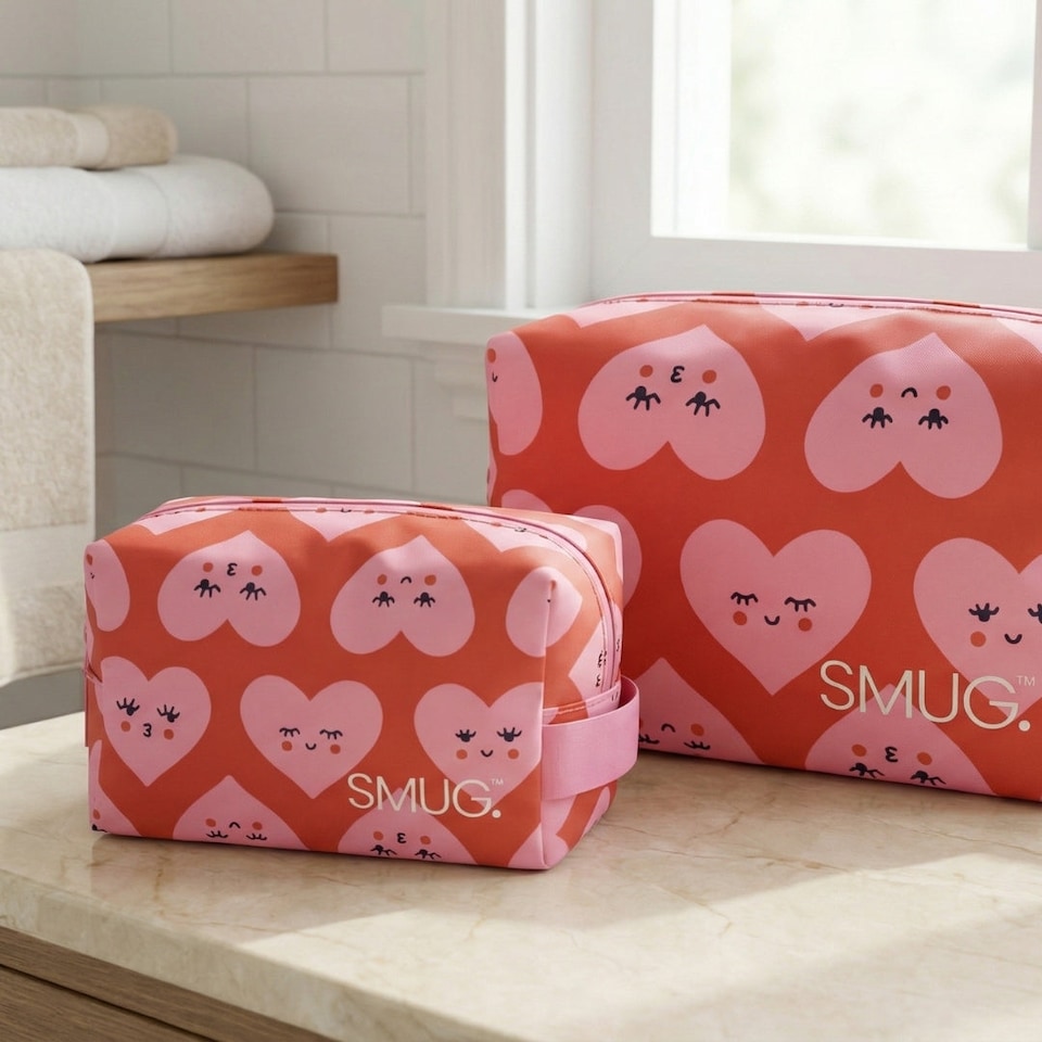 image 1 of SMUG Wash Bag, Toiletry Bag, Pump Jars & Spray Bottles Set - Duck Print