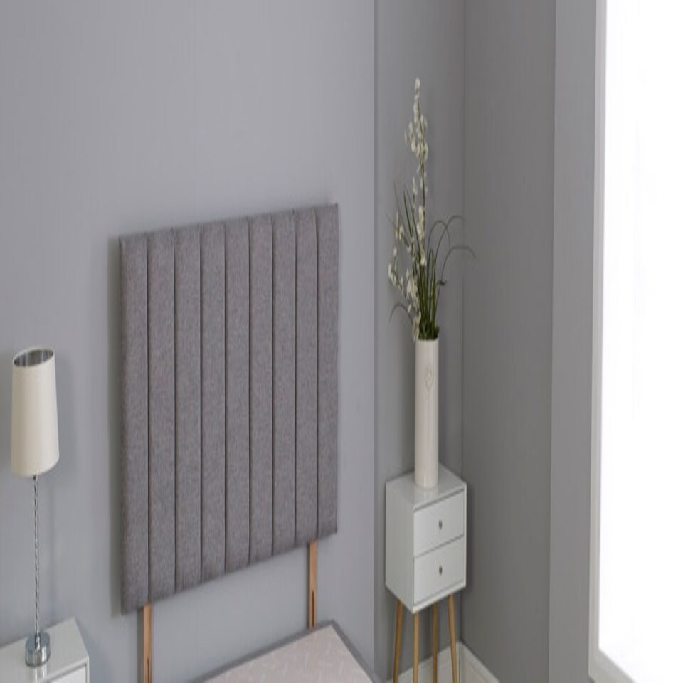 Charcoal Grey Linen 9 Panel Headboard Grey | 2FT6 Small Single 26"inch Headboard