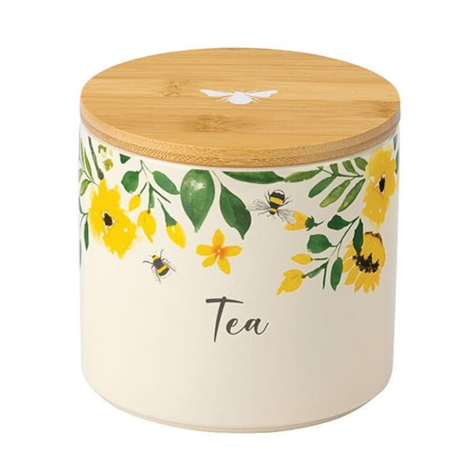 image 1 of English Tableware Company Bee Beautiful Tea Canister with Bamboo Lid