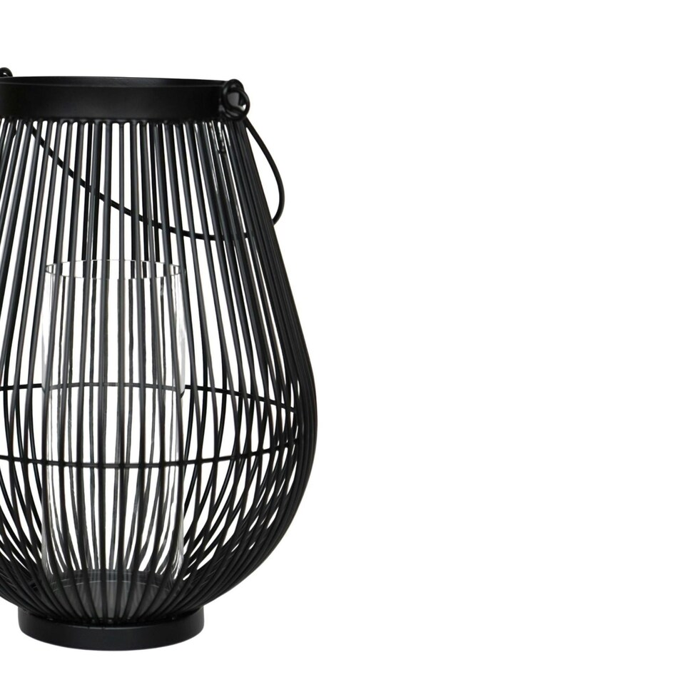 image 1 of Venere Lantern Black with Glass Insert Black