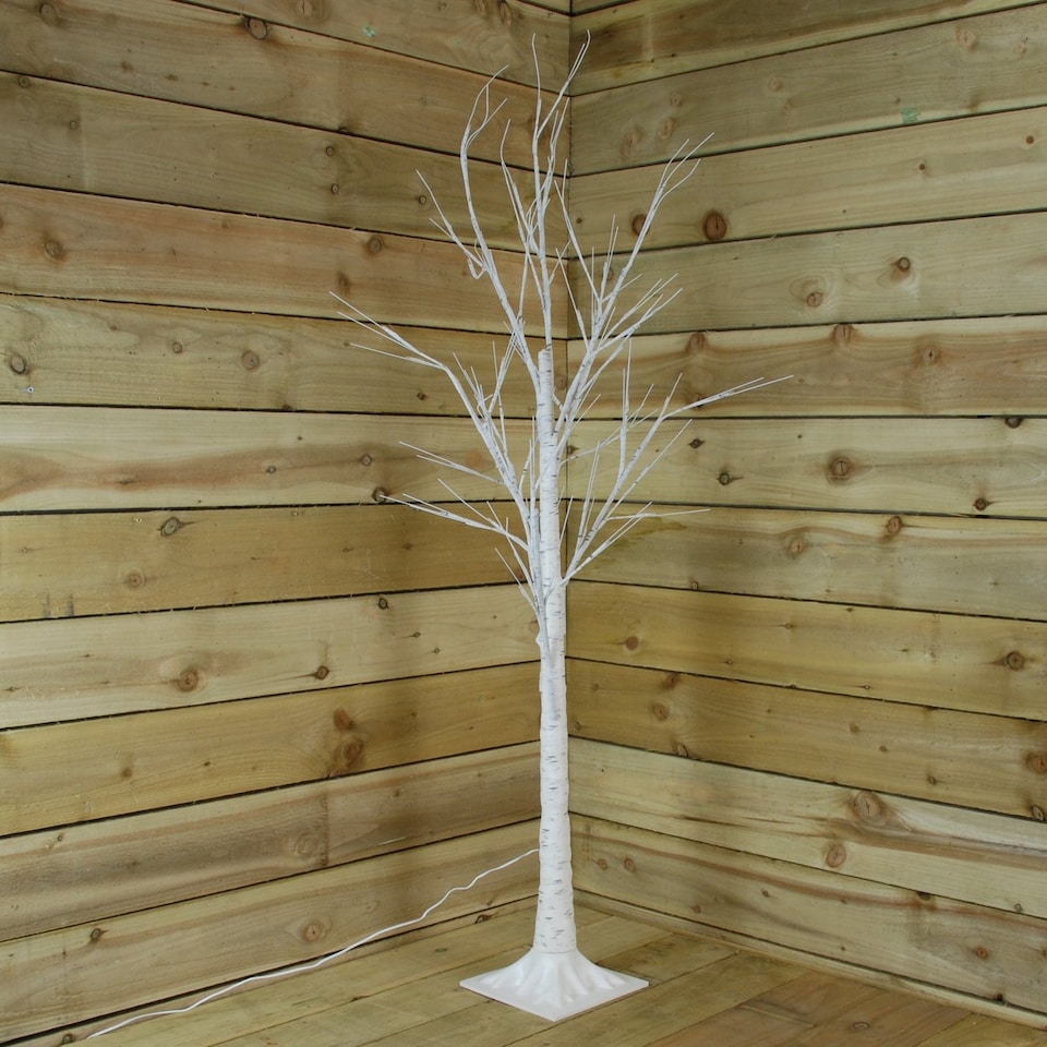 image 1 of 2.4m (8ft) Indoor Outdoor Christmas Lit Birch Tree with 136 Warm White LEDs