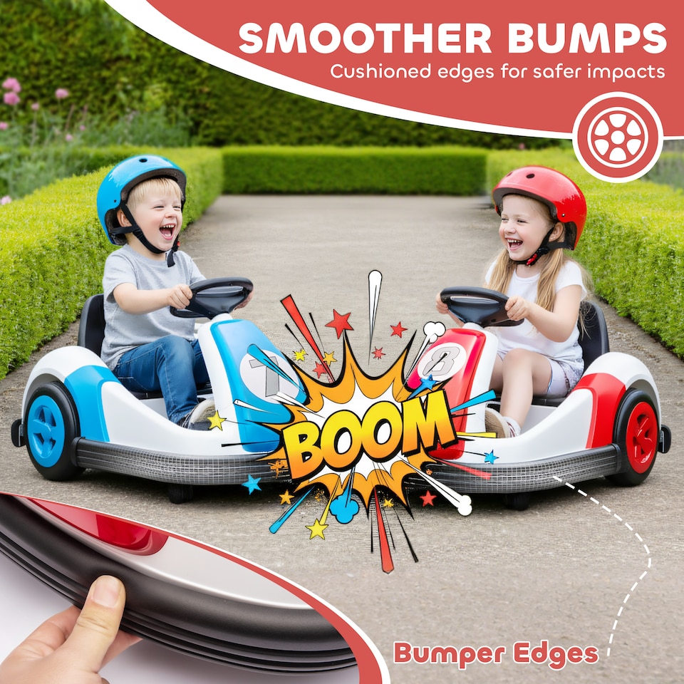 image 1 of AIYAPLAY Kids Bumper Car with 360-Degree Rotation Spin, Safety Belt, Red