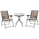 image 1 of Outsunny Patio Bistro Set Folding Chairs Garden Coffee Table for Balcony Brown