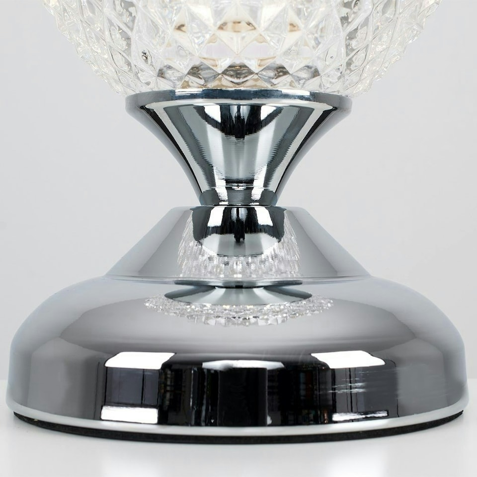 image 1 of ValueLights Modern Silver Chrome And Decorative Glass Bedside Touch Table Lamp