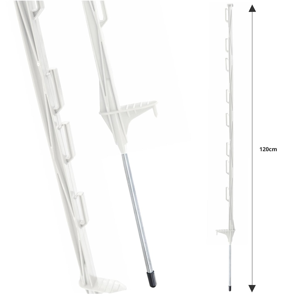 image 1 of True Products White 4ft/1.2m Heavy Duty Plastic Electric Fence Posts - Temporary Garden Fencing Stakes - Pack of 30 | White | White | 30