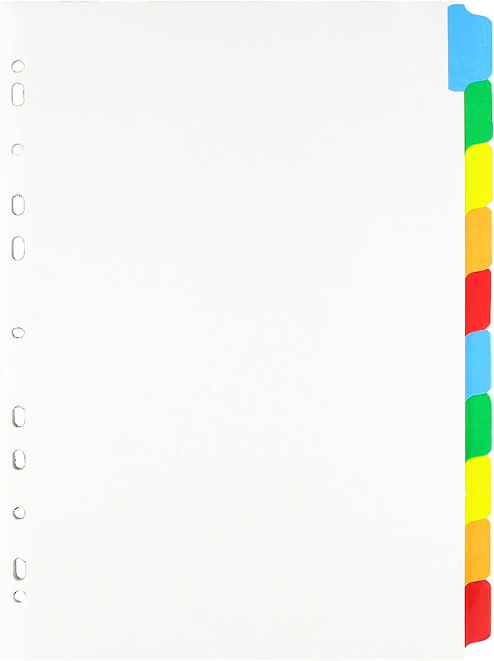 image 1 of Q-Connect 10-Part Index Multi-punched Reinforced Board Multi-Colour Blank Tabs A4 White KF01526