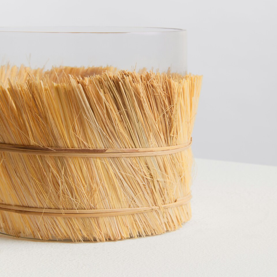 image 1 of Interiors by Premier Modern Natural Candle Holder, Coastal Styled Medium Candle Holder, Natural and Round Glass Candle Holder Cream