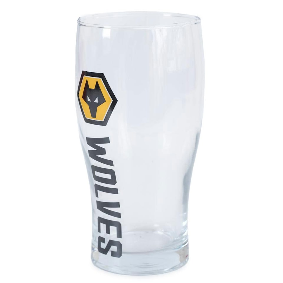 image 1 of Wolverhampton Wanderers FC Tulip Pint Glass - Clear/Black - One Size Clear